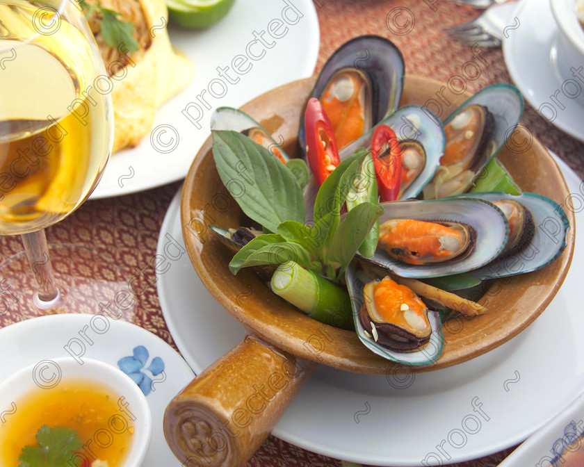 D5785855 
 Thai food 
 Keywords: Thailand, Thai food, muscles, cuisine, Oriental cuisine, dining out, food, restaurants, dining, eating, sea food, chilli