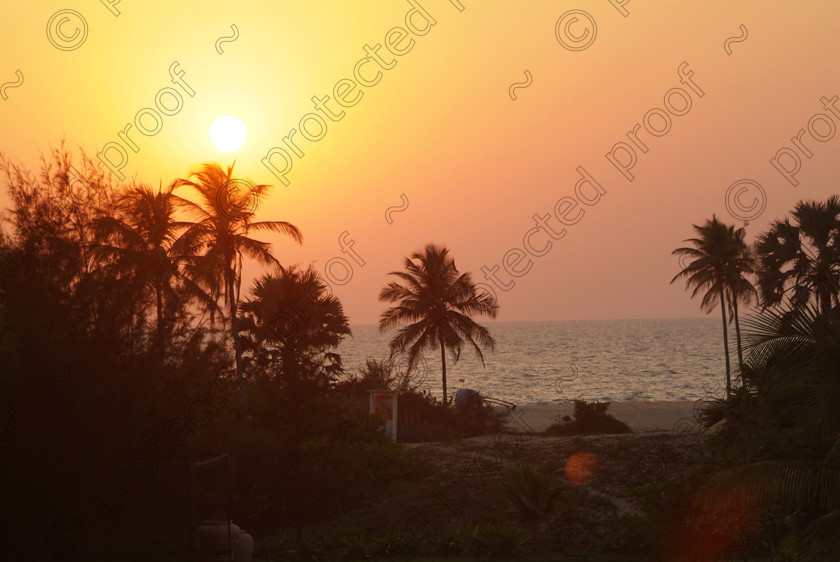 Goa D 053 
 Goan Sunset at Varca 
 Keywords: Goa, sunset, Varca, beach, palm, sand, sea, sun, Arabian Sea, India, Southern India, Salcette, sky, travel, tourism,
